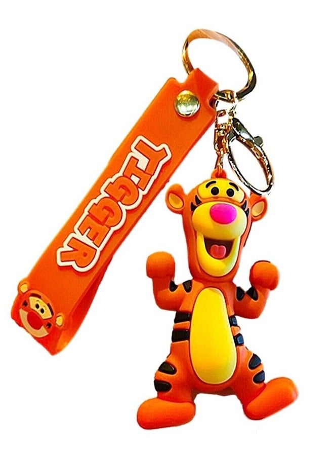 TCB Creations Tigger Cartoon 3D Character Figure Silicone Charm Keychain